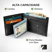 Men's Compact Synthetic Leather Wallet - Slim, Light, Stylish, Card Holder, Documents, Money And Coin Purse - màu đen - Xem 2