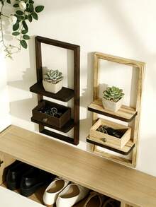 1件装木质悬浮置物架，乡村风格木质壁挂式收纳架，卧室厨房壁挂式木质展示架，卫生间上方壁挂式置物架，小型壁挂式农舍风格装饰