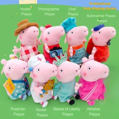 Peppa Pig Móc khóa hình nhân vật hoạt hình dễ thương cỡ trung bình (khoảng 19cm/7.48in), móc treo túi xách hình búp bê, phụ kiện trang trí sưu tầm, thích hợp làm quà tặng Lễ Phục Sinh, Ngày của Mẹ, Ngày Thiếu Nhi, Lễ Tạ Ơn, Giáng Sinh và các ngày lễ khác, quà sinh nhật.