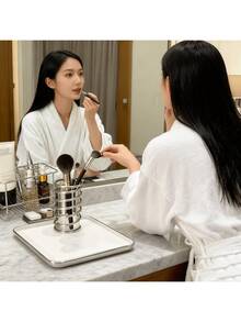 1 hộp đựng bàn chải đánh răng bằng thép không gỉ, giá đựng kem đánh răng và bàn chải đánh răng đa chức năng, kệ phòng tắm và bàn trang điểm, giá đựng mỹ phẩm, giá để ráo nước, phụ kiện phòng tắm, hộp đựng bàn chải đánh răng, phụ kiện trang trí phòng tắm. - Bạc - Xem 5