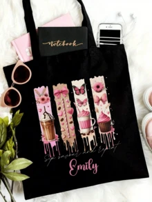 Customizable Shoulder Bag, Heart-Shaped Coffee Pattern Valentine's Day Handbag, A Gift Of Love. Customizable Shoulder Bag - Multicolor - View 2