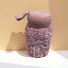 1pc High-Quality Diamond Studded Glass Water Bottle, Double-Wall Insulated Coffee Mug, Spill-Proof Tumbler For Home, Office, Travel, Sports, Parties, Holidays - Gift Idea For Birthday, Halloween, Christmas - Multicolor - View 8