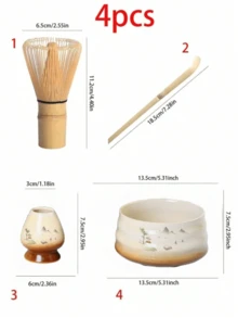 1pc/4pcs Matcha Tea Set, Includes Matcha Bowl, Matcha Whisk, Matcha Cup, Stirrer, Tea Spoon, Tea Bowl Set, Matcha Preparation Tools, Dessert & Beverage Making Tools, Japanese Gift Box, Matsushiro Matcha Stirring Set, Gift For Matcha Enthusiasts - Multicolor - View 9