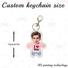 Customized Photo Keychain, Personalized Keychain, Customized With Pictures, Cute, Suitable For Father's Day, Mother's Day, Halloween, Christmas, Christmas Eve, Valentine's Day, Birthdays, Personalized Anniversaries - Little Bear - Pink Short-sleeved Shirt - View 10