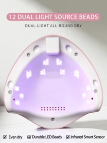 XEIJAYI 1个粉色UV LED美甲灯，12个LED灯珠，专业美甲烘干机，凝胶指甲油固化灯，带3种定时设置 - 粉色 - 查看 5