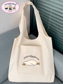 Fashionable & Versatile Duck Print Women Tote Bag - Beige - View 4