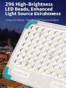 1pc 296 LED Portable Solar Camping Light, 5 Brightness Levels, Rechargeable, Suitable For Hiking, Fishing, Night Market And Other Outdoor Activities & Emergencies - Mint Green - View 3