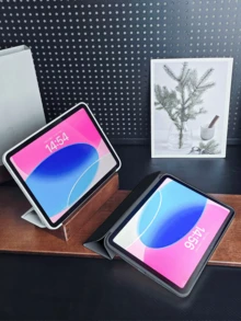 Cherry & Minimalist Pattern Tablet Protective Case, Suitable Compatible With Ipad 9.7/10.2/10.5/10.9/12.9/Pro 11 (10th Gen), Galaxy Tab S6 Lite 10.4, Provides Soft Shock-Proof Protection, Supports Smart Stand/Auto Wake/Sleep Function (Black) - Black - View 6