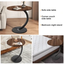 C-Shaped Sofa Side End Table Coffee Laptop Table,Lightweight Mobile Bedside Storage Rack,Living Room Bedroom - Brown - View 6