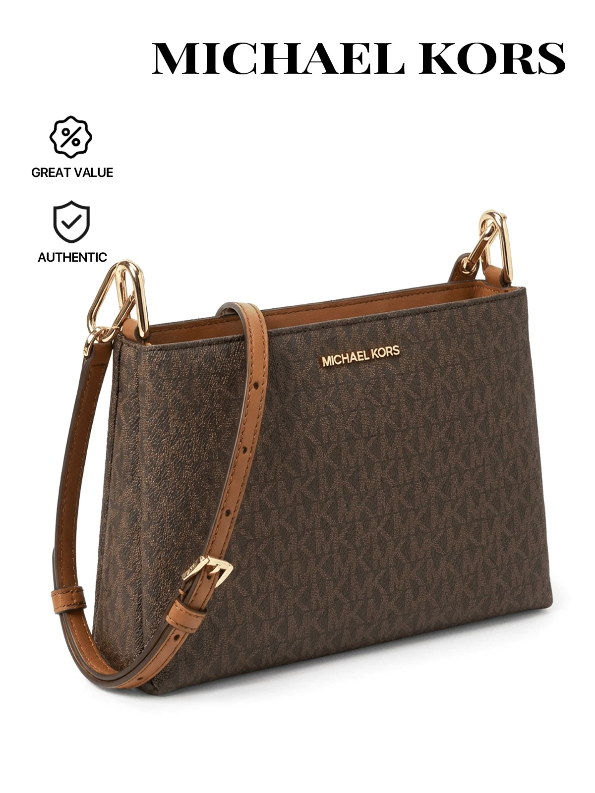 Michael Kors 女士时尚斜挎包，日常百搭 - 棕色 - 查看 1