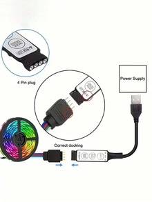 1m/40m LED Strip Lights, 3-Key Controller RGB Decorative Lighting, USB Powered For TV Backlight, Home Decor, Living Room, Bedroom, Party, Halloween, Christmas, Birthday Gift - 亮光 - 查看 10
