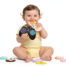 ETETOO 2pcs Baby Remote Control & Game Controller Teether Set, Silicone TV Remote Shape Chewing Toy, Sensory Buttons For Infant Gum Relief - Multicolor - View 8