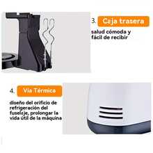 Un combo de batidora de pie y batidora de mano de 7 velocidades, con un bol de acero inoxidable de 2L, una batidora eléctrica y manual con dos batidores y dos ganchos para masa, y una batidora eléctrica silenciosa. - Tipo de Enchufe B USA (110-127V) - Ver 8