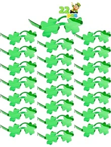 2/6/16/22pcs St. Patrick's Day Shamrock Glasses - Fun Green Party Glasses, Suitable For Holiday Celebrations - Multicolor - View 12