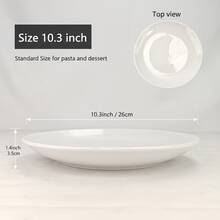Dinner Plates Set Of 4, 10.3 Inch Ceramic Plates - Microwave, Oven, And Dishwasher , Scratch Resistant - Modern Dinnerware Dish Set For Kitchen Serving - White