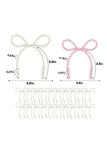 10pcs White Faux Pearl Bow Cake Decorations, Suitable For Birthday Party, Cake Toppers, Flower Bouquets, Rose Arrangements, Holidays And Gift Packaging - Multicolor - View 11
