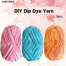 3 团柔软渐变色纱线，钩针和针织纱线，适合日常 DIY 钩针和针织毛衣、围巾、帽子、DIY 工艺品，50 克 * 3，适合初学者