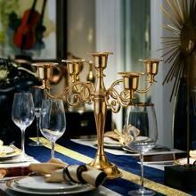 Elegant Multi-Arm Gold Candle Holder, Vintage European Style Home Decor, Creates Romantic Ambiance For Living Room, Wedding Anniversary, And Other Romantic Occasions. This Bohemian-Style Zinc Alloy Desktop Decor Is An Ideal Choice For Home Decoration, Fireplace Decor, Christmas Party, Housewarming Gift, Wedding, Restaurant, And Various Gatherings. - Multicolor - View 14