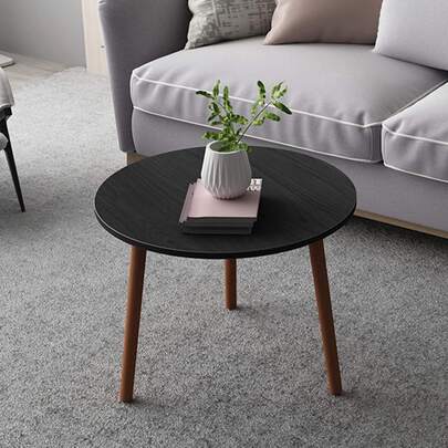 Coffee Tables Round Stacking For Living Room, Bedroom, Small Spaces, Easy-To-Assemble Plant Table, 55x42.5 Cm, Wood & Black