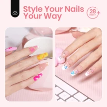 Nail Tips Kit Etch-X, Square Medium, 288Pcs 12 Sizes, With 10mL Nail Glue, Nail Supplies Nail Stuff Nail Stuff Nail Tech Supplies Pre-Etched Half Matte Half Cover Soft Acrylic False Nail Kit For Home DIY Salon Art Fall Press On Nail Extension - Medium Square - 查看 7