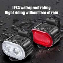 Bicycle LED Headlight & Taillight Set,Bicycle Lighting, Front And Rear Lights, Bicycle Lights, LED Cycling Lights, Bicycle Flashlight Jane, Bicycle Front Tail Light Lights. USB Type-C Fast Charging Bicycle Front,And Portable LED Bike Light, IPX5 Waterproof,Suitable For Various Holiday Gifts, Suitable For Giving Father'S Day Gifts(2PCS) - Black - View 11