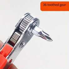 棘轮螺丝刀手柄，适用于狭窄空间，双向操作，斜角头，螺丝刀，钢制，红色，需自行组装，非电动，无需电池，适用于工业和科学用途，男士工具 - 彩色 - 查看 6