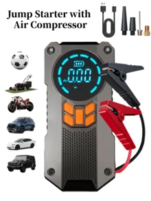 5000A 便携式汽车应急启动电源，带空气压缩机 - 12V 电池增压器，LED 指示灯，USB 快速充电输出，多重保护，包含启动线、气泵和汽车适配器 - 彩色 - 查看 13