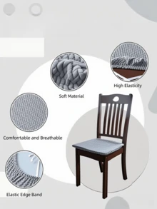 1pc/4pcs/6pcs/100pcs Striped, Plaid, Solid Color Elastic T-Shaped Seat Cover, Home/Hotel Dining Chair Slipcover - Apricot - View 4