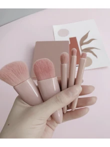 5-PACK Mini 5-Piece Makeup Brush Set-With Storage Box Mirror Portable Cosmetic Tools,Travel Makeup Brush Set With Mirror-Soft Brushes For Lip Eyeshadow Foundation Gift,Compact Makeup Brush Set With Mirror Storage Box Portable Beauty Tools - Multicolor - View 7
