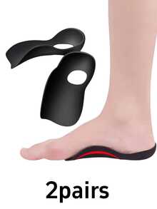 QKC 1 Pair Unisex Arch Support Shoe Insoles, Made Of TPR Material To Effectively Support Foot Arch And Improve Walking Comfort - Black - View 8