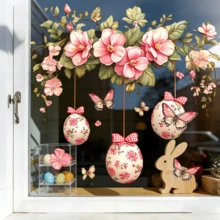 Bộ 3 miếng dán cửa sổ hình trứng Phục Sinh họa tiết dây leo hoa mùa xuân, decal PVC dán tĩnh điện tái sử dụng, trang trí lãng mạn cho phòng ngủ, cửa kính trượt, quà tặng tiệc tùng ngày lễ. - Nhiều màu - Xem 7