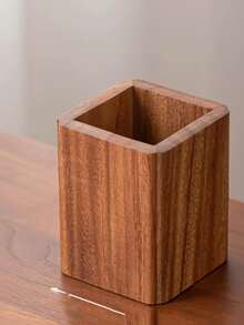 Large Capacity Wooden Pen Holder Desk Organizer, Retro Walnut Wood Pen Cup For Office