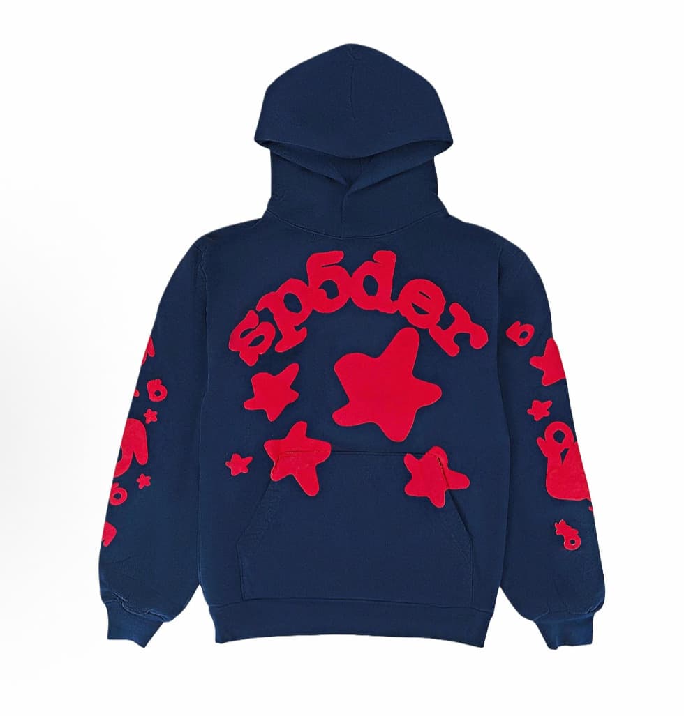 SP5DER  Spider Worldwide Tracksuit Foamed Letters Graphic Hoodies Vintage Printed Hoodie Sweatshirt Casual Oversized Long Sleeve Streetwear Hooded Pullover Streetwear Hoodies, Hooded Neck, Long Sleeve, Foamed Letters, Drop Shoulder, Loose Fit, Kangaroo Pocket, Drawstring Hoodie, Casual Pullover Sweatshirts. Easy To Wear With Leggings, Pants, Jeans, Skirts, Trousers, Etc.The Graphic Vintage Sweatshirts For Women Is A Great Choice For Daily Wear, Casual Wear, Streetwalk, City Walk, Weekends, Home Wear And So On,Suitable For Parties, Dating, Shopping, Office, Vacation, Friends Gatherings, Daily Home Life, Outdoor Activities - Màu xanh hải quân - Xem 1