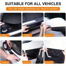 1pc Carbon Fiber Door Sill Scuff Plate, Auto Accessories For Car Door Sill Protection, Car Door Edge Entry Guard Protector Sticker, Auto Interior, Fashionable Car Upgrade, Modern Vehicle Interior, Anti-Scratch Tape, Car Decal - Carbon Fiber - View 4
