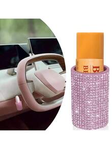 1 Set Car Vertical Lipstick Holder, Sparkling Thermal Lipstick Rack With Rhinestones, Car Interior Accessories Fit For Most Vehicles - A - View 1