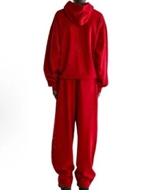SP5DER Hoodie , SP5DER Print Streetwear Hoodie Pant Unisex Oversized ,Sweatshirt For Men Women , Rhinestone Hoodies Womens Mens Sportswear Set - Red/set - View 3