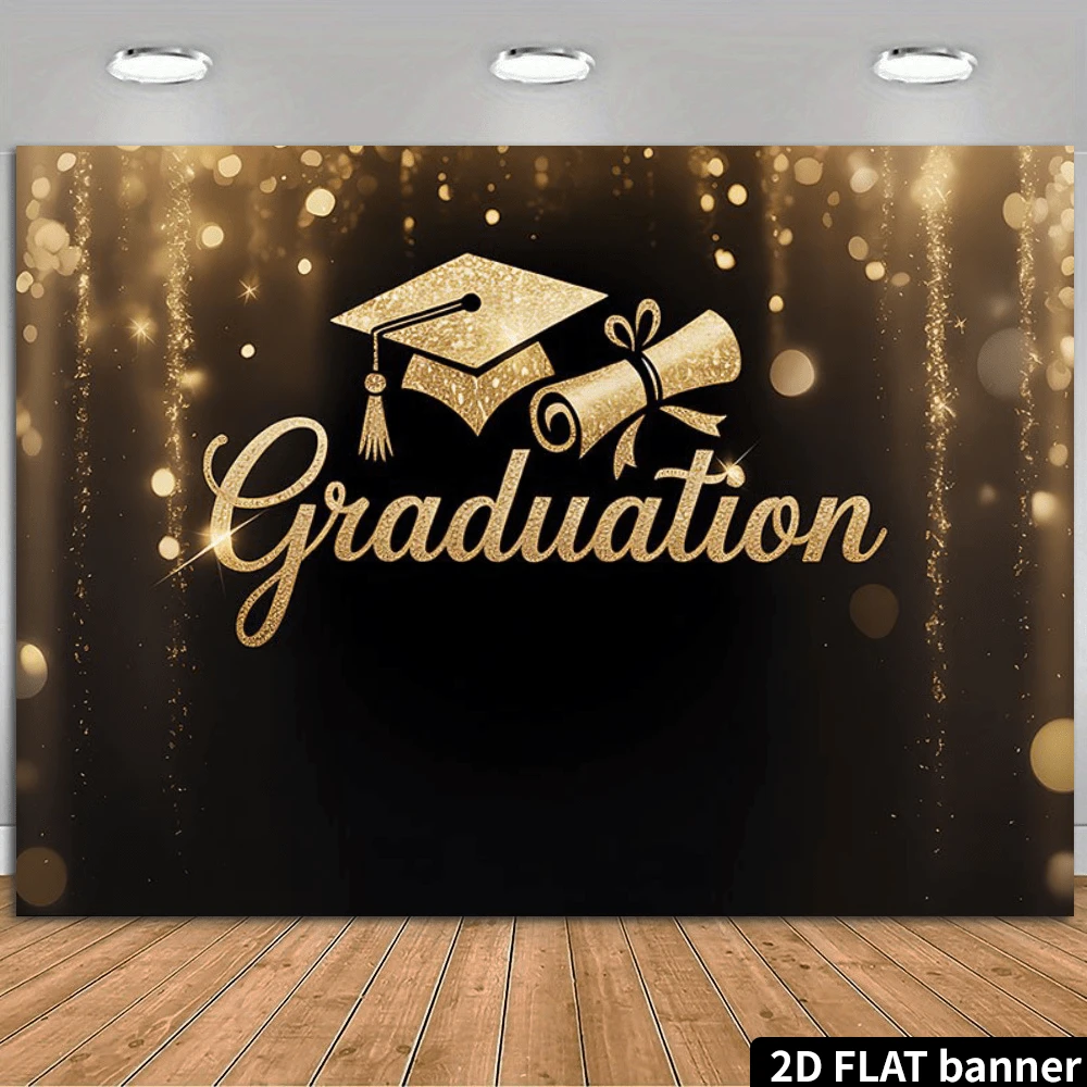 1pc 2D Flat Banner, Graduation Celebration Lighting Decor, Suitable For Events, Weddings, Parties, Ceremonies, All Seasons, Photo Booth Backdrop, Multipurpose Decoration, Holiday Gift, Polyester Material, No Power Source Required