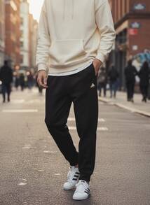 Adidas BASKETBALL THE COLLECTION CHAPTER 01 FLEECE JOGGERS Basketball Fleece-Lined Loose-Fit Drawstring Comfortable Knit Sweatpants Unisex - Black - View 1