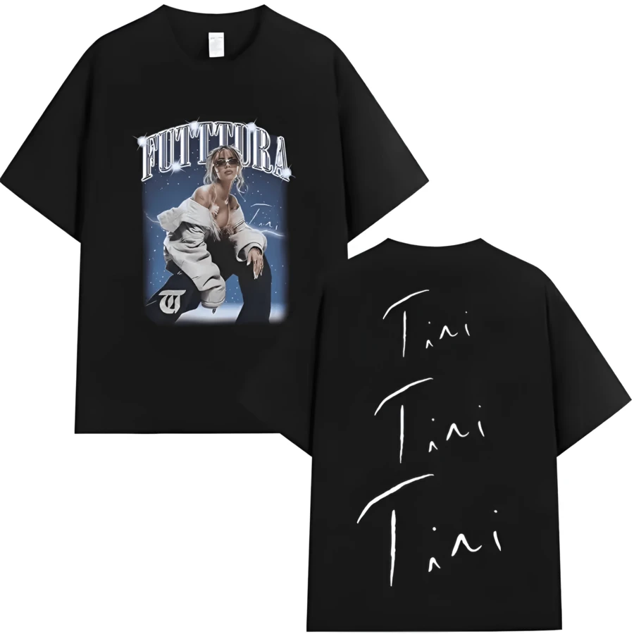 Singer TINI STOESSEL Futtura Tour New Album 2025 Graphic T-Shirts Men Women Fashion Men Women Clothing Streetwear High Quality - Black - View 1