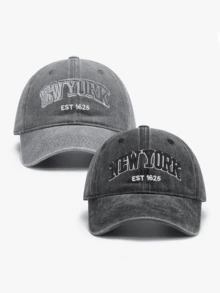 2pcs Vintage Embroidered Adjustable Hats, Unisex, Suitable For All Seasons, Ideal For Valentine's Day, Wedding, Christmas, Back To School, Father's Day, Outdoor Sports & Travel, Sun Protection, Versatile Gift, Available In Black, Pink, Purple, Yellow, Casual Headwear, Men's Caps - Black+Gray - View 13