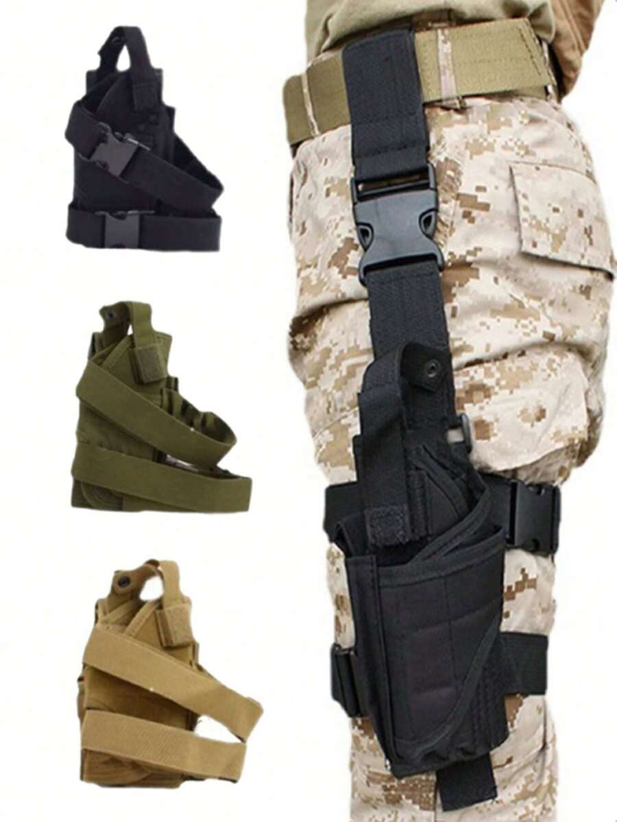 1pc Right Leg Holster, Multi-Functional Quick Release Leg Holster, Black Right Leg Holster, Drop Leg Holster, Thigh Pistol Holster, Adjustable Motorcycle Leg Bag For Right Leg, Practical Universal Right Thigh Holster Suitable For Camping, Hunting, Combat Simulation Games And Other Outdoor Activities, Vintage Waist Pack Style Side Pocket, Men's Holster - Multicolor - View 1
