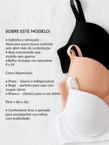 Kit 03 Reinforced Bras With Support, Style And Well-Being Cups In Black, White And Beige - 彩色 - 查看 4