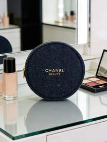 CHANEL 海军蓝双面毛毡手提包，时尚便携化妆包 - 藏蓝色 - 查看 2