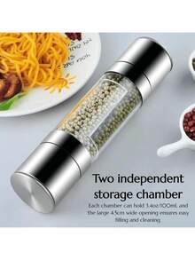 Máy xay bằng thép không gỉ 2 trong 1, Bộ máy xay muối và tiêu, Máy xay thủ công hai đầu, Chai xay thủ công có thể nạp lại, có thể điều chỉnh, bền và dễ vận hành, Bình đựng tiêu có nắp kín khí, Chai đựng gia vị du lịch trong suốt, Máy xay gia vị nhà bếp nhà hàng, Phụ kiện nhà bếp Giáng sinh, Dụng cụ ướp gia vị bít tết dã ngoại cắm trại ngoài trời - Nhiều màu - Xem 4