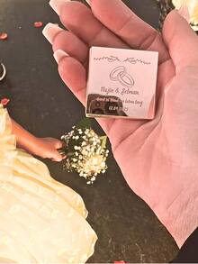 1/10/20pcs Custom Wedding Chocolate Favors For Guest, Heart-Shaped Kraft Paper Gift Tags, Gold Rose Silver Mirror Labels For Wedding Bridal Shower Decorations, Personalized Gifts - Multicolor - View 5