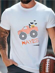 Mens Spooky Ghost Monster Truck - Boy Halloween Shirt - Monster Jam Fan - Orange Black - Personalized Fall Holiday Shirt T-Shirt - White - View 2