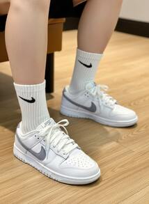 Nike Dunk LOW 舒適休閒 薄底 防滑耐磨 低筒 板鞋 男款 白灰 - 白灰色 - 查看 2