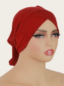 1件装女士时尚交叉头巾，弹性水晶亚麻材质，方便佩戴 - 水晶麻交叉頭巾 - 查看 5