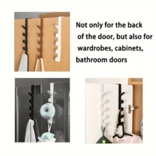 2 Pieces Adjustable Over Door Hanger Organizer, Stylish Door Hooks, Wall Mounted Utility Hooks, Plastic, Versatile Coat Organizer, Easy To Install Plastic Storage Hooks For Clothes, Bags And Accessories, White And Black, Versatile Bedroom And Home Organization Solution - Multicolor - View 9