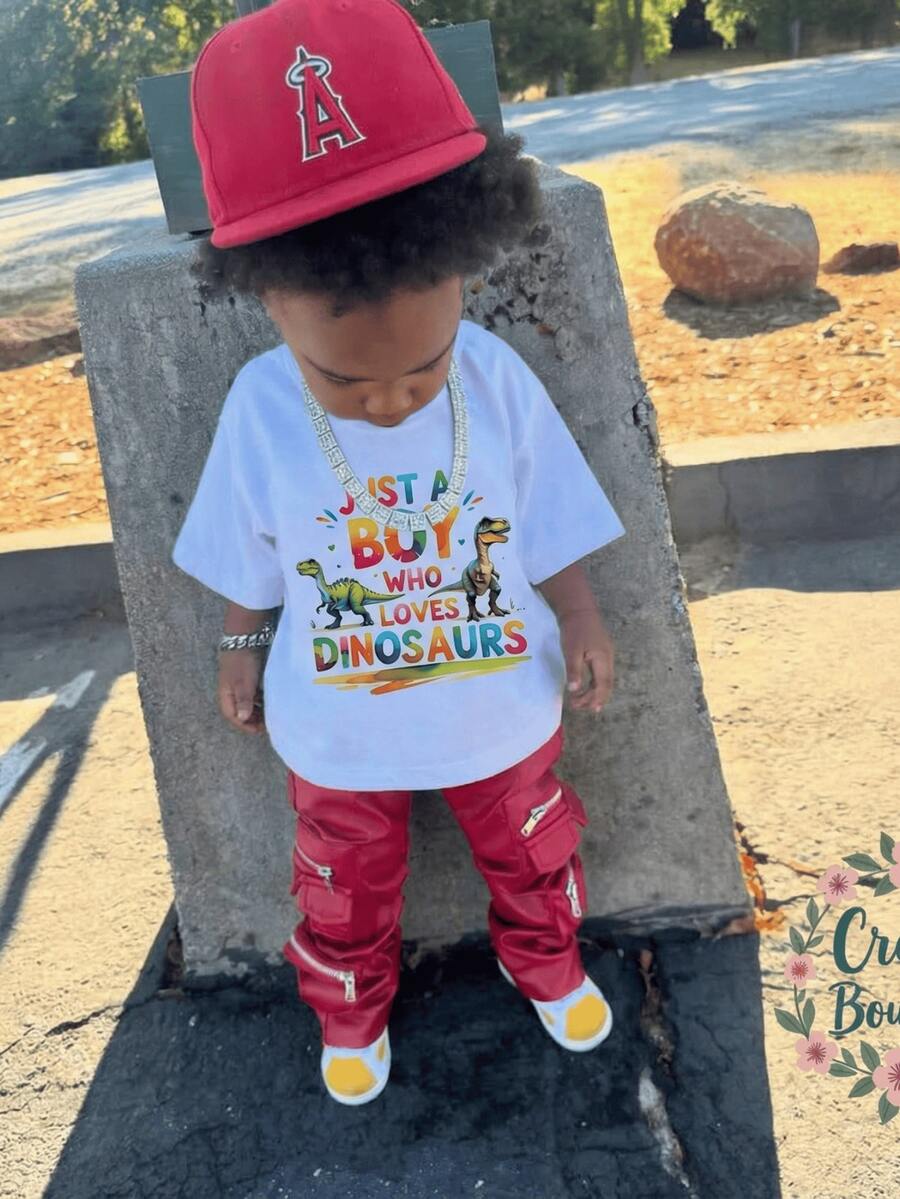 1pc Young Boys' Casual Printed Round Neck Short Sleeve T-Shirt, Summer Student Youngster Outfit - A And Versatile T-Shirt That Brings Joy And Happiness To Every Child! - White - View 1